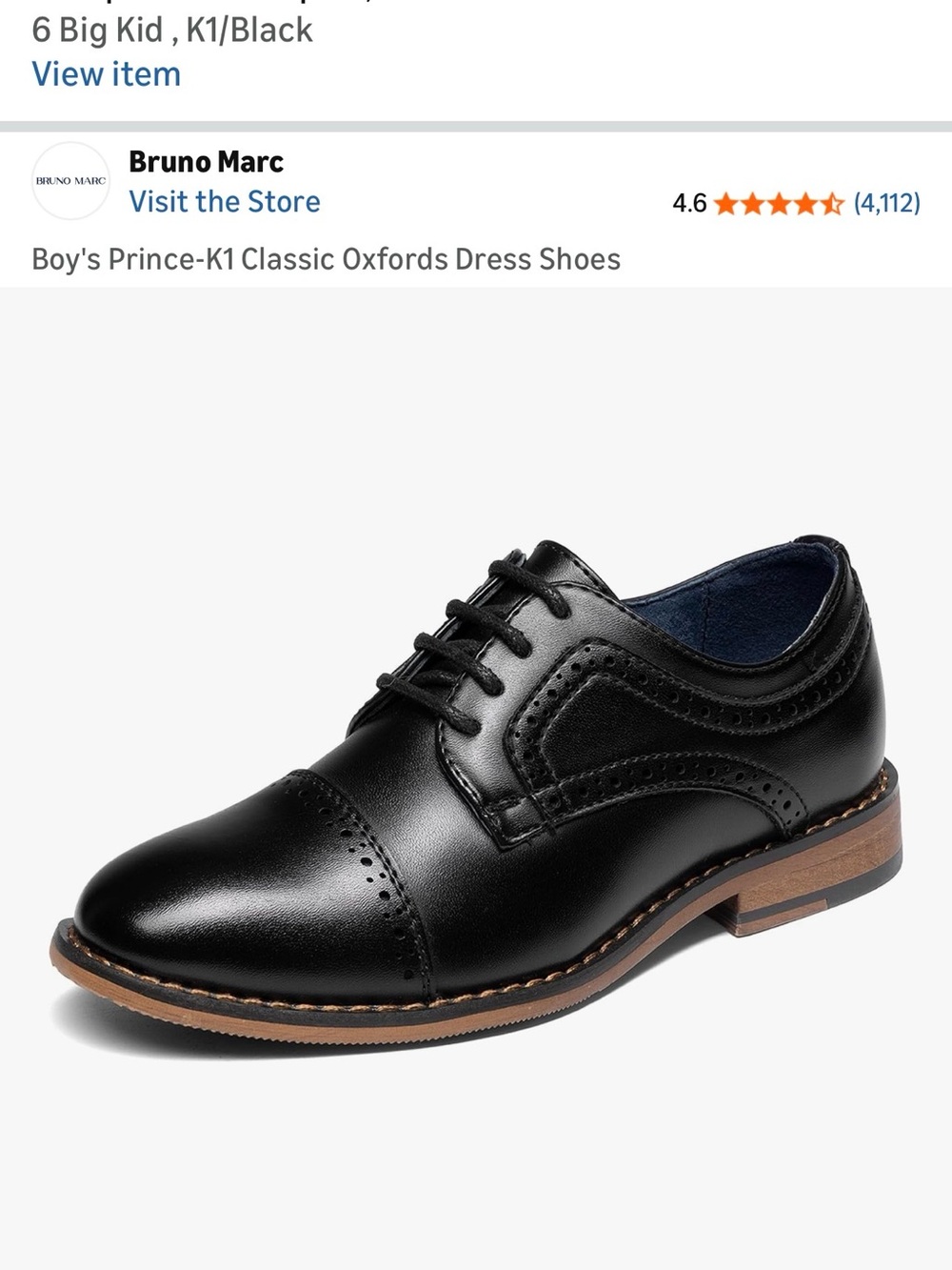 Men's/Big Boys Size 6 Classic Black Cap-Toe Oxford Dress Shoes